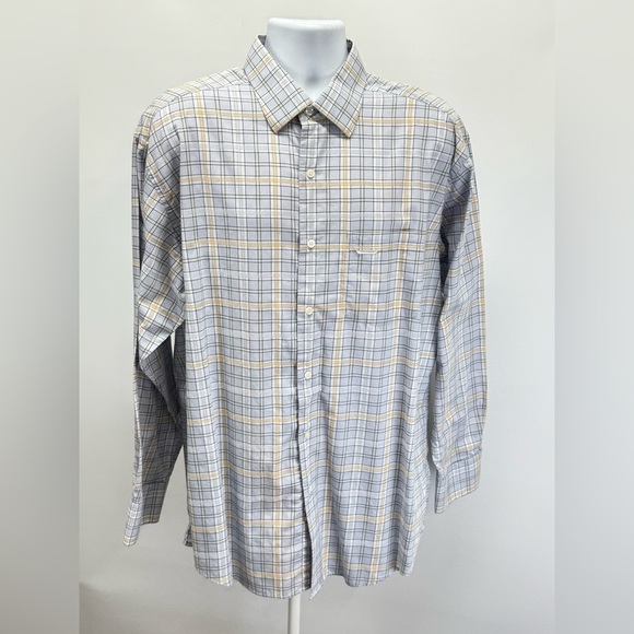 ALEX CANNON Men’s light blue and beige plaid long sleeve button down size XL - Picture 5 of 12